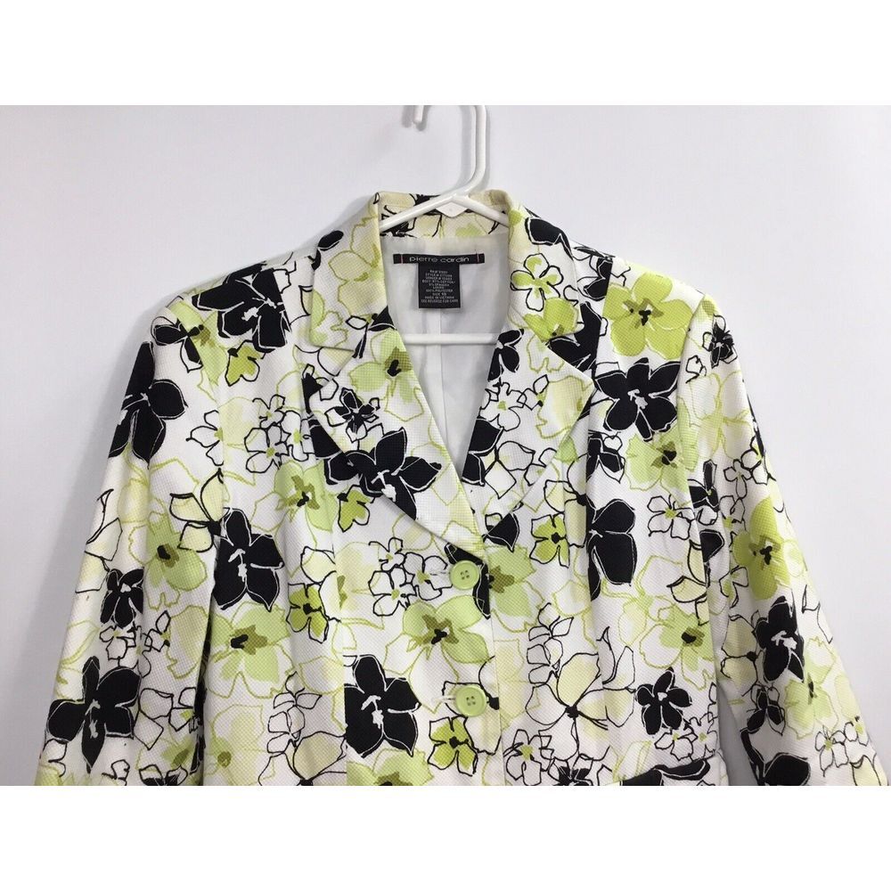 Vintage Pierre Cardin womens Size 10 jacket white floral print pockets Spring